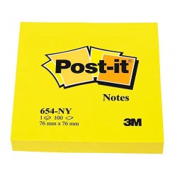 Bloc de notas adhesivas quita y pon post it 76x76 mm amarillo neon con 100 hojas