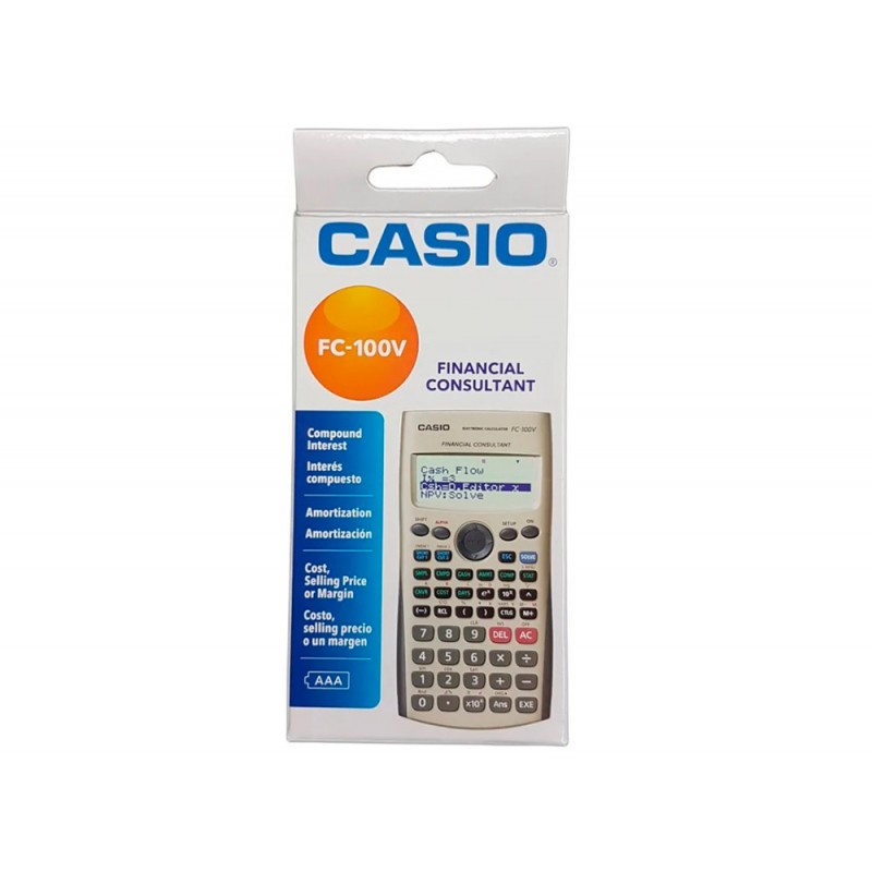 Calculadora casio fc-100v financiera lineas almacenamiento flash calculo de ganancias con tapa