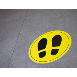 Circulo de senalizacion adhesivo apli para suelo pvc 100 mc pies color amarillo negro diametro 30 cm