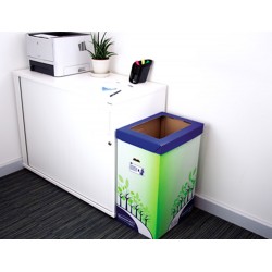 Contenedor papelera reciclaje fellowes carton doble 100 reciclado montaje manual entrada superior 69 litros
