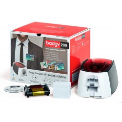 Impresora de tarjeta badgy 200 incluye cinta 100 tarjetas y programa edicion badge studio
