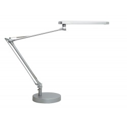 Lampara de escritorio unilux mambo led 56w doble brazo articulado abs y aluminio gris metalizado base 19 cm