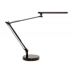 Lampara de escritorio unilux mambo led 56w doble brazo articulado abs y aluminio negro base 19 cm diametro